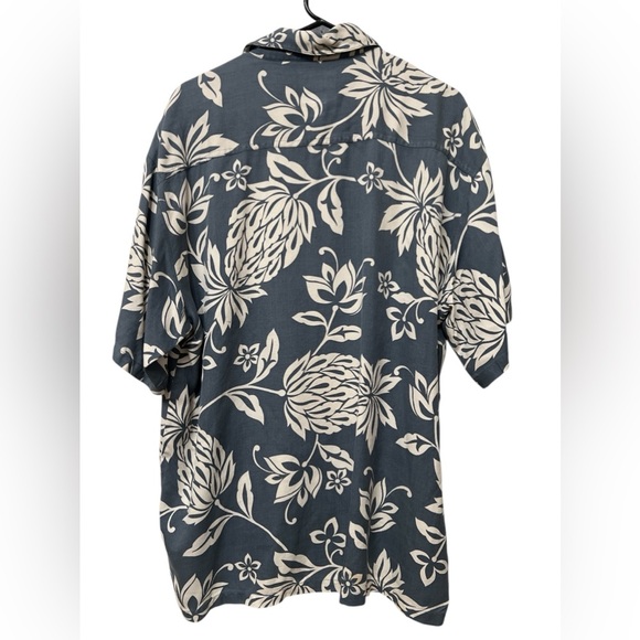 Kahala grey silk Hawaiian short sleeve button down shirt - Picture 4 of 4